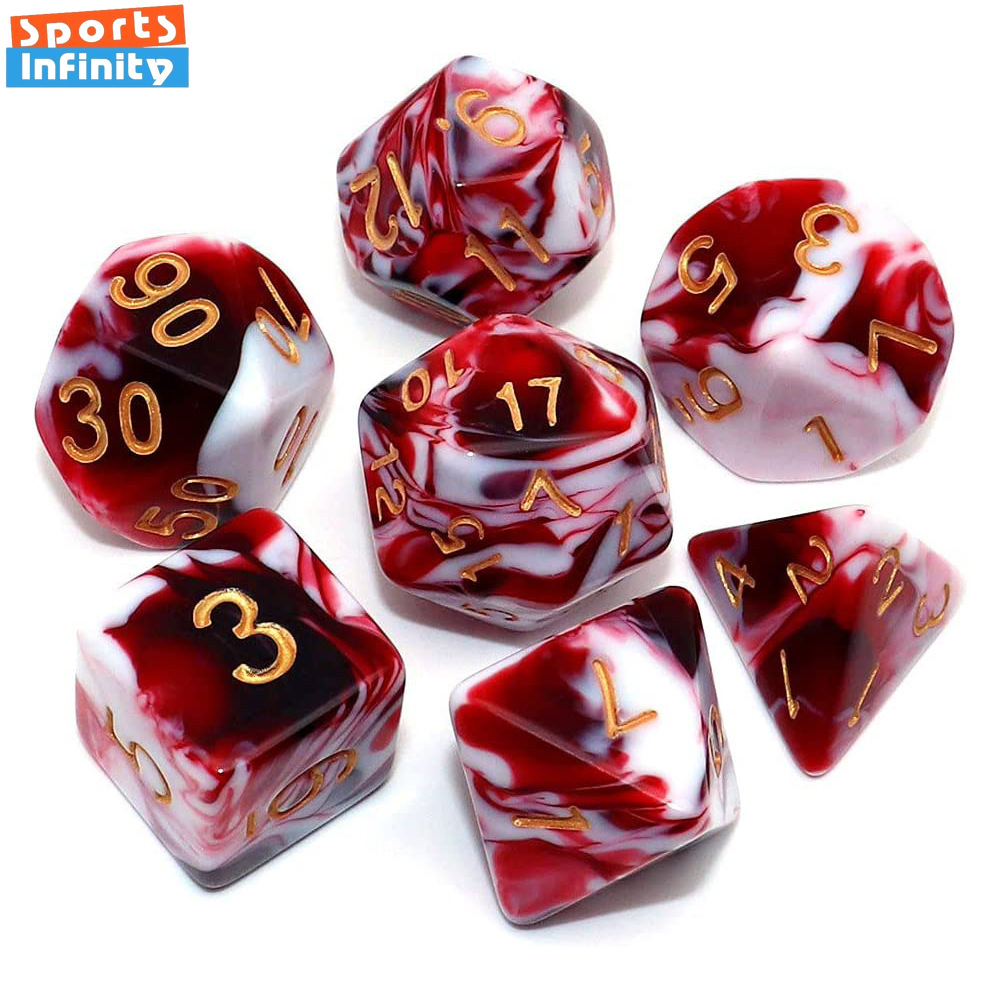 Board Game Font - 7 قطعة/المجموعة مزدوجة الألوان نرد متعدد